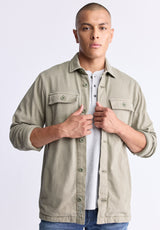 Buffalo David Bitton Salto Men's Utility Button-Up Shirt Jacket, Army green - BM24497