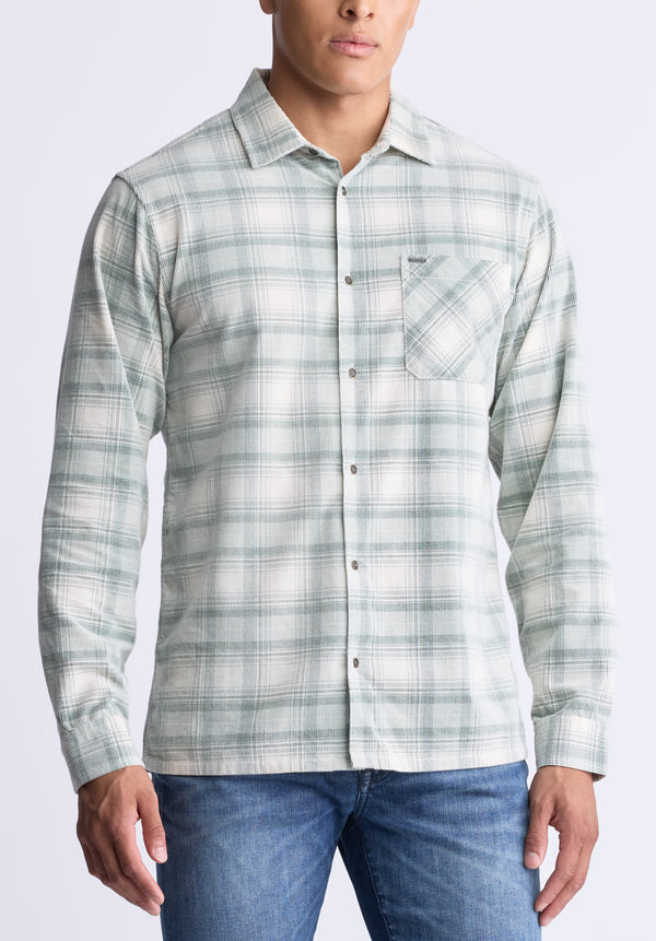 Buffalo David Bitton Satro Men's Plaid Button-Up Shirt, Green - BM24498