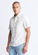 Buffalo David Bitton Sagrino Men's Short-Sleeve Utility Shirt, Milk - BM24501