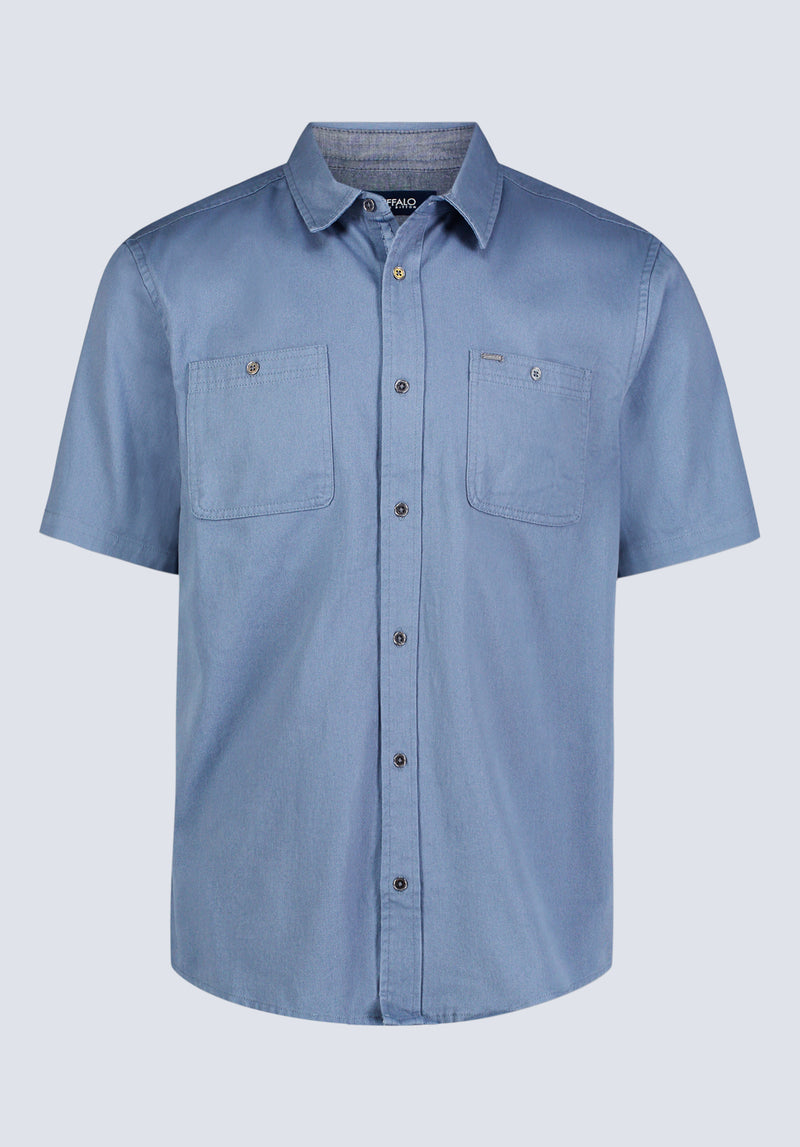 Buffalo David Bitton Sagrino Men's Short-Sleeve Utility Shirt, Mirage blue - BM24501