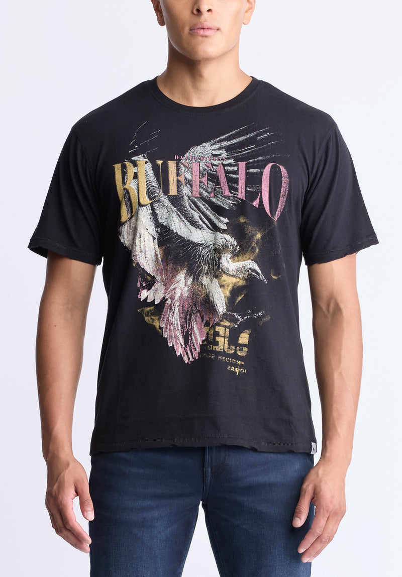 Buffalo David Bitton Takuma Men's Graphic Eagle Print T-Shirt, Black - BM24506