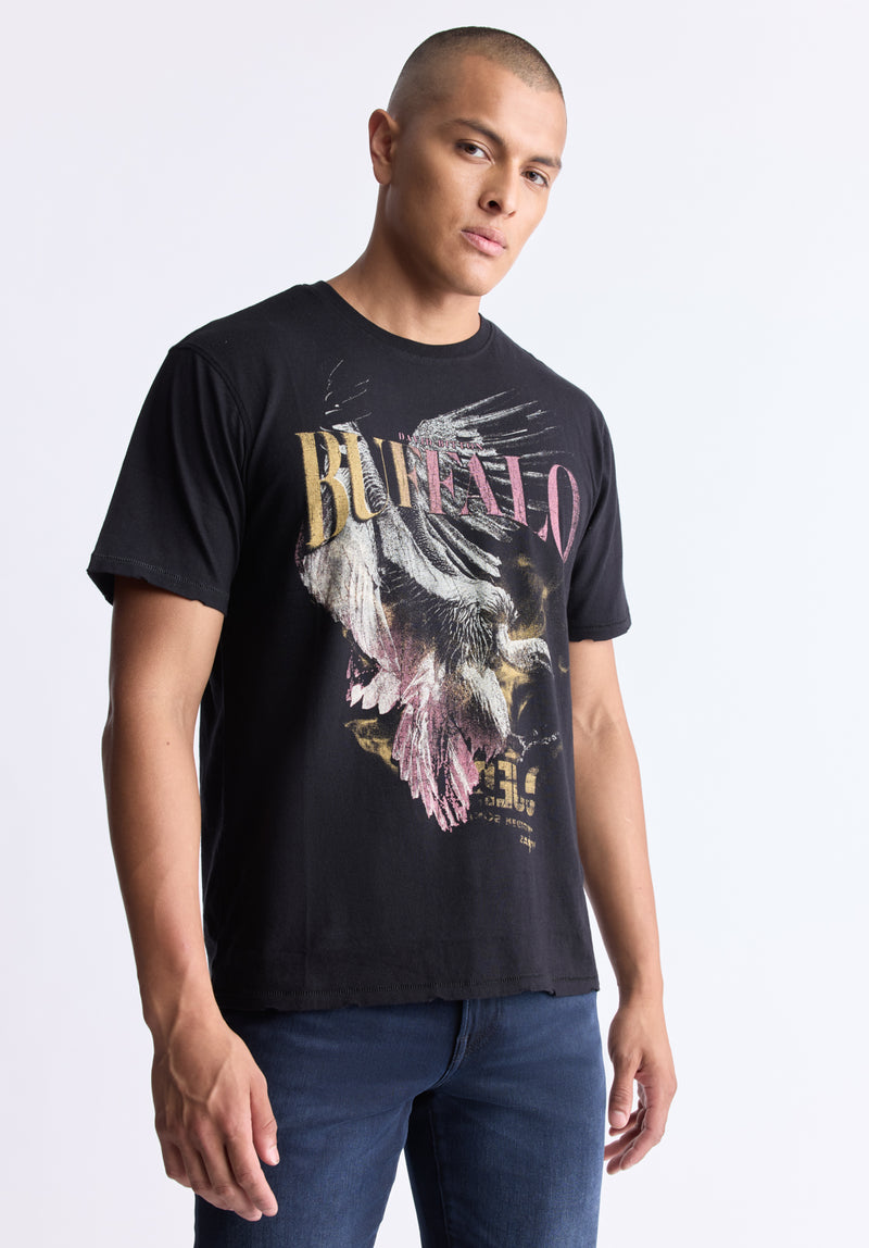 Buffalo David Bitton Takuma Men's Graphic Eagle Print T-Shirt, Black - BM24506