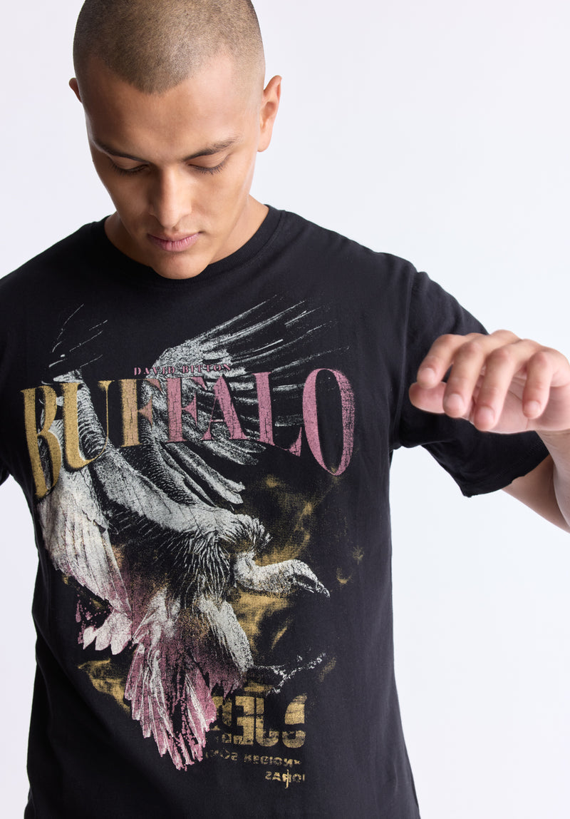 Buffalo David Bitton Takuma Men's Graphic Eagle Print T-Shirt, Black - BM24506