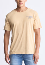 Buffalo David Bitton Tivis Men's Distressed Buffalo Graphic T-Shirt with Back Print, Curry - BM24510