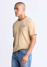 Buffalo David Bitton Tivis Men's Distressed Buffalo Graphic T-Shirt with Back Print, Curry - BM24510