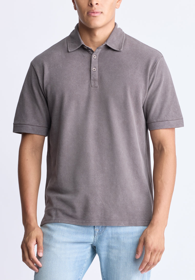 Buffalo David Bitton Kabold Men's Classic Polo, Charcoal - BM24515