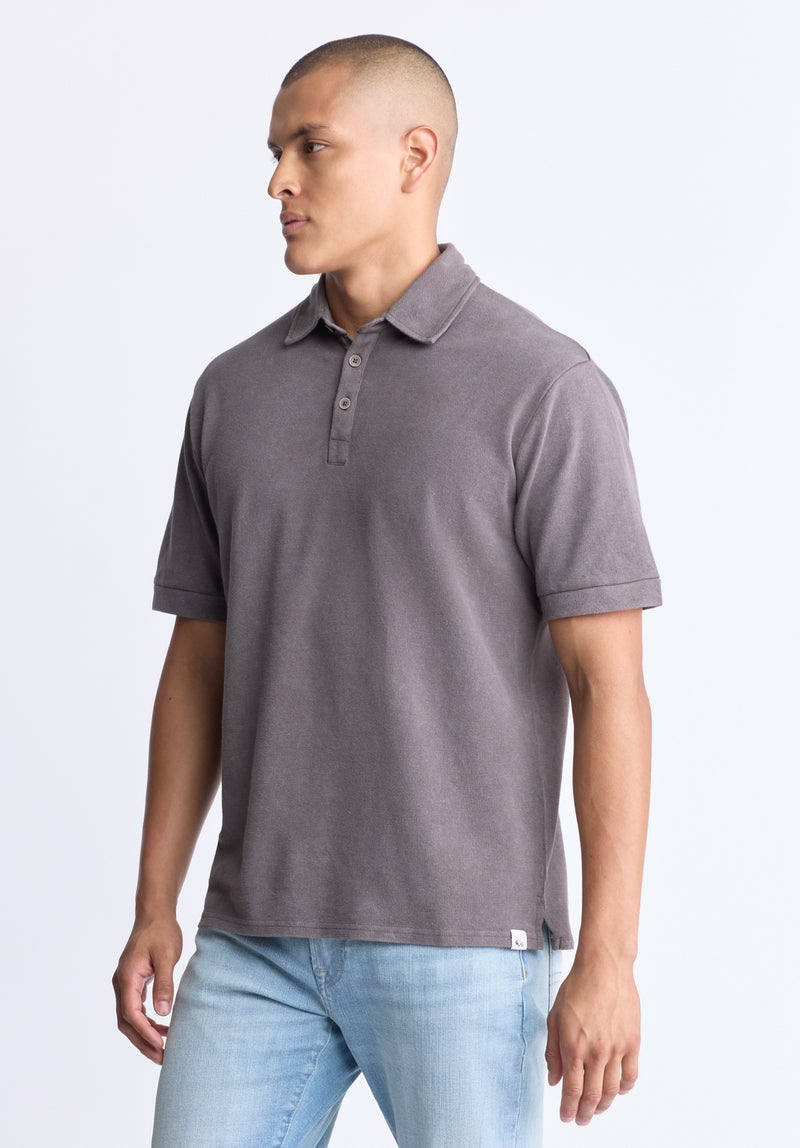 Buffalo David Bitton Kabold Men's Classic Polo, Charcoal - BM24515