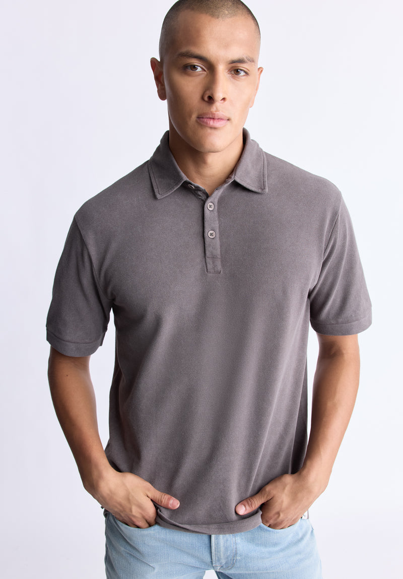 Buffalo David Bitton Kabold Men's Classic Polo, Charcoal - BM24515