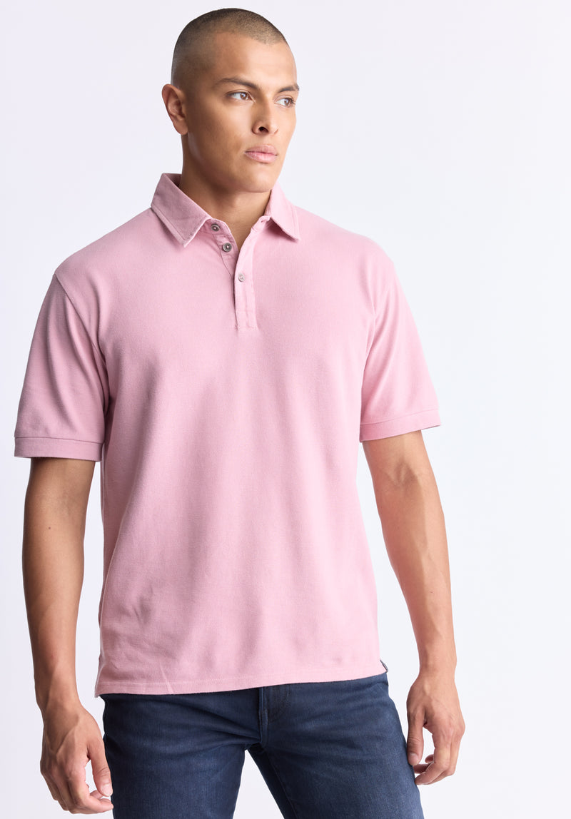 Buffalo David Bitton Kabold Men's Classic Polo, Lilas pink - BM24515