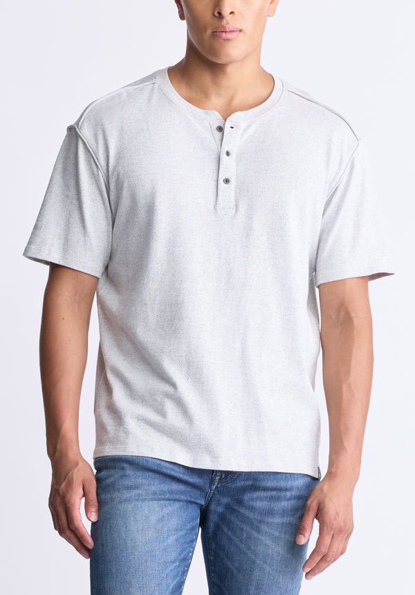 Buffalo David Bitton Kitfom Men's Short-Sleeve Henley Top, Heather grey - BM24519