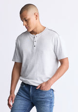 Buffalo David Bitton Kitfom Men's Short-Sleeve Henley Top, Heather grey - BM24519