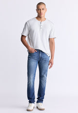 Buffalo David Bitton Kitfom Men's Short-Sleeve Henley Top, Heather grey - BM24519