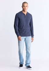 Buffalo David Bitton Kandid Men's Long-Sleeve Henley Top, Midnight blue - BM24522