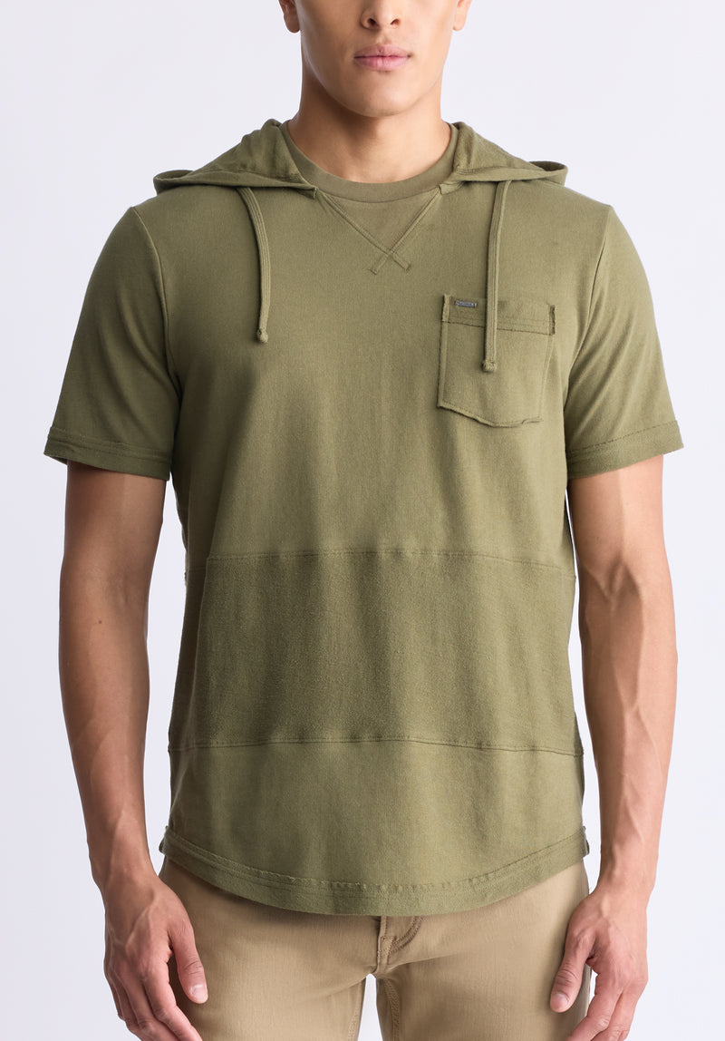 Buffalo David Bitton Katoni Men's Short-Sleeve Hooded T-Shirt, Burnt Olive - BM24524 Color BURNT OLIVE