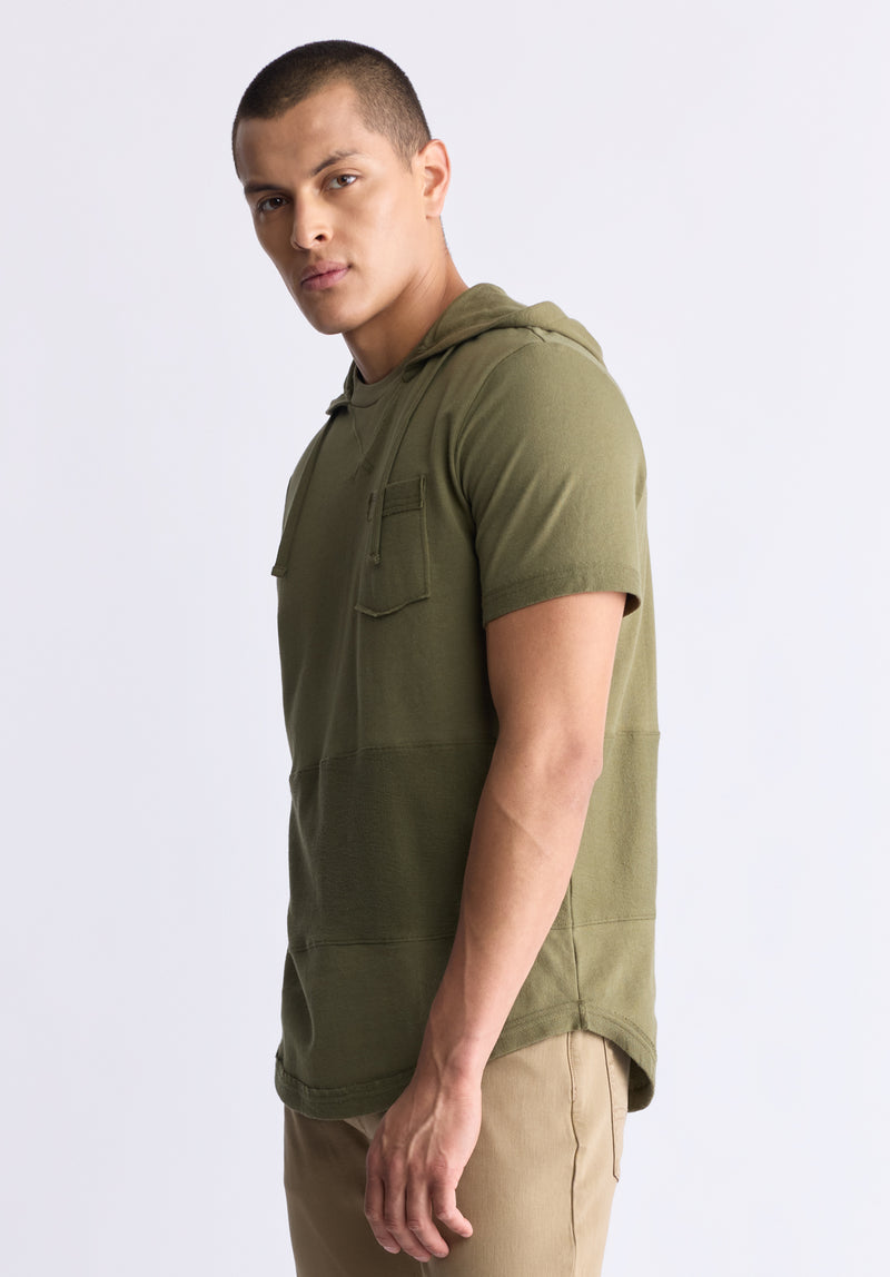 Buffalo David Bitton Katoni Men's Short-Sleeve Hooded T-Shirt, Burnt Olive - BM24524 Color BURNT OLIVE