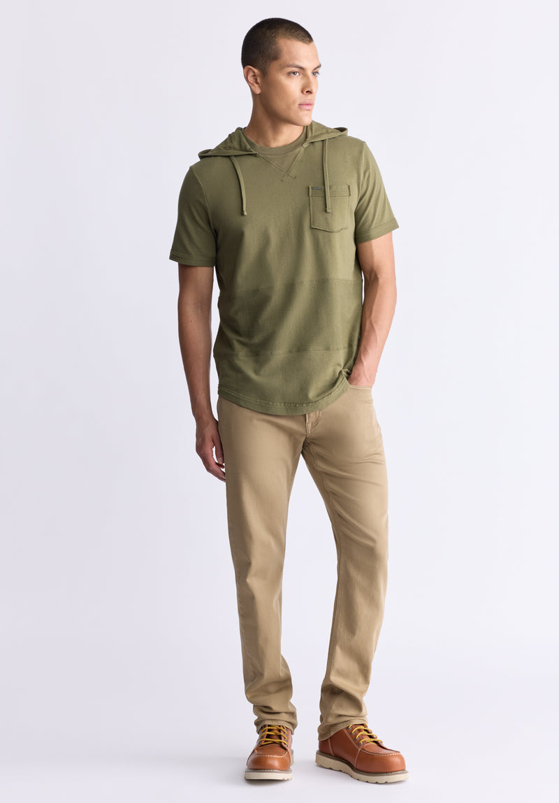 Buffalo David Bitton Katoni Men's Short-Sleeve Hooded T-Shirt, Burnt Olive - BM24524 Color BURNT OLIVE