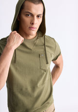 Buffalo David Bitton Katoni Men's Short-Sleeve Hooded T-Shirt, Burnt Olive - BM24524 Color BURNT OLIVE