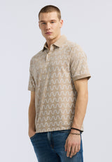 Kindell Men's Short-Sleeve Wave Pattern Polo, Tuffet Beige - BM24531