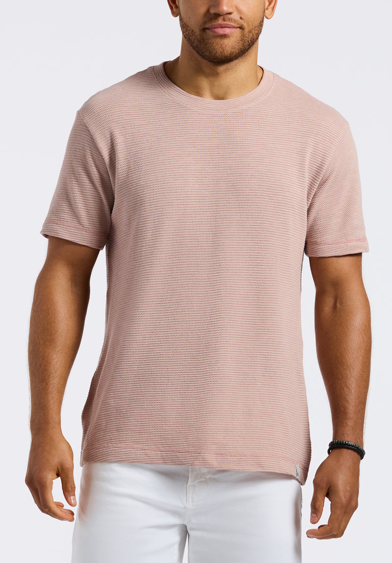 Karlton Men's Waffle-Knit Short-Sleeve Crewneck T-Shirt, Adobe Rose - BM24538