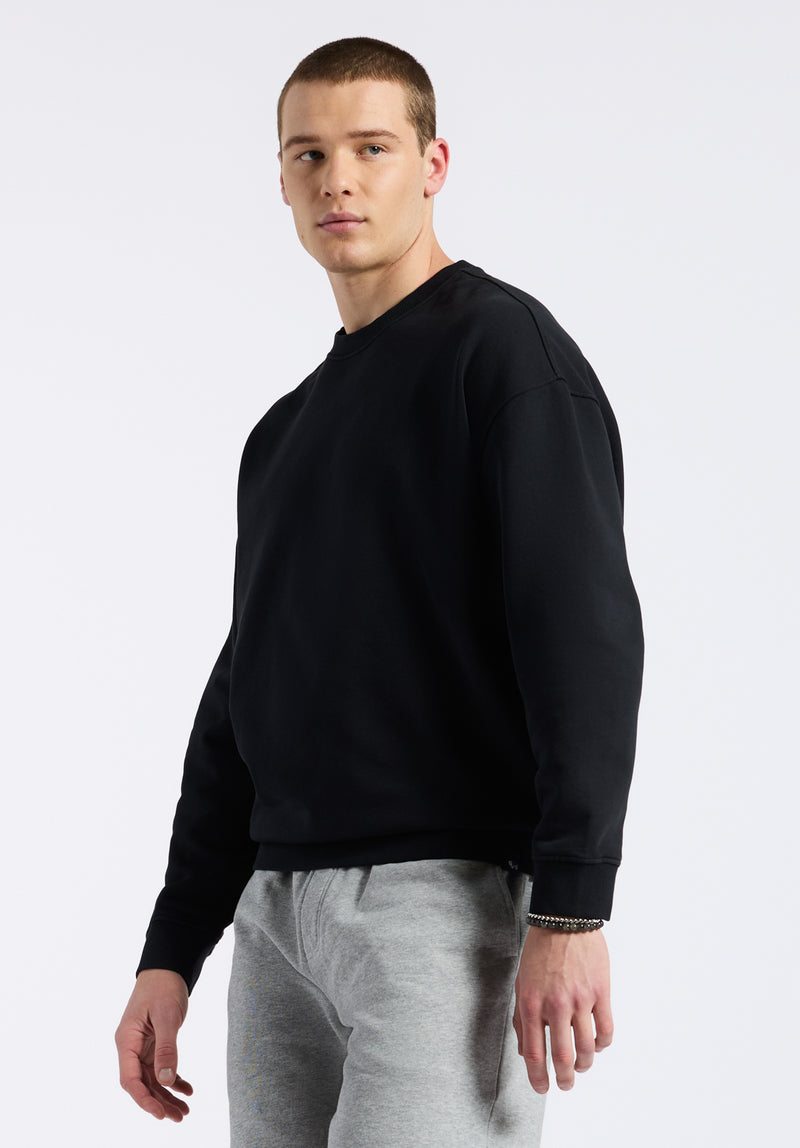 Famke Men's Relaxed Crewneck Sweatshirt, Black - BM24541