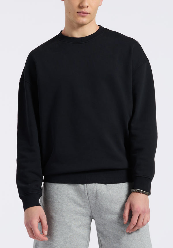 Famke Men's Relaxed Crewneck Sweatshirt, Black - BM24541