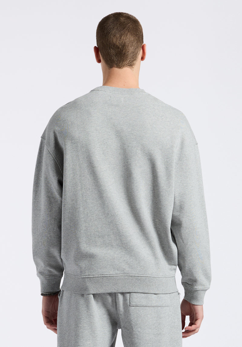 Famke Men's Relaxed Crewneck Sweatshirt, Heather Grey - BM24541