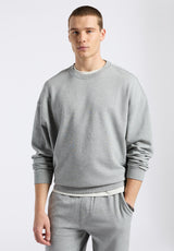 Famke Men's Relaxed Crewneck Sweatshirt, Heather Grey - BM24541