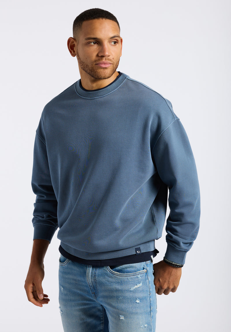 Famke Men's Relaxed Crewneck Sweatshirt, Mirage Blue - BM24541