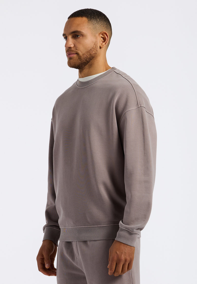 Famke Men's Relaxed Crewneck Sweatshirt, Driftwood Brown - BM24541