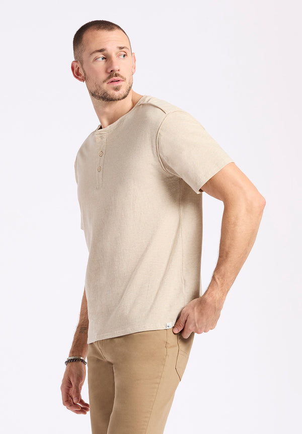 Buffalo David Bitton Kitfom Men's Short-Sleeve Speckle Jersey Henley T-Shirt Color PEYOTE