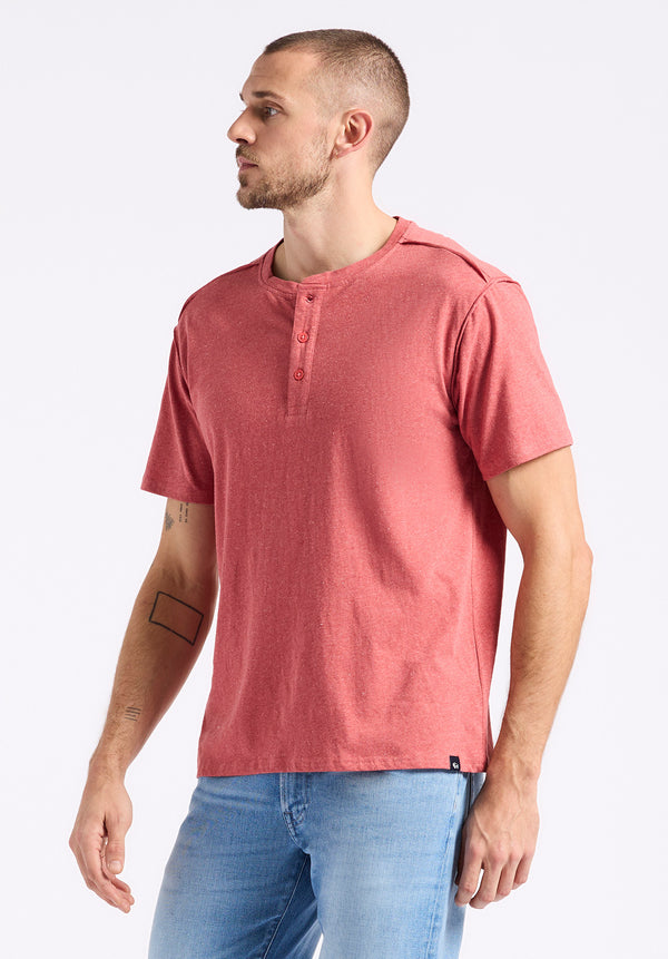 Buffalo David Bitton Kitfom Men's Short-Sleeve Speckle Jersey Henley T-Shirt Color BAKED APPLE