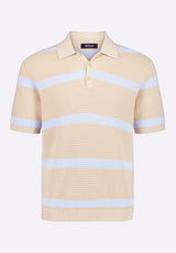 Winder Men's Short-Sleeve Striped Sweater Polo, Peyote Beige - BM24549