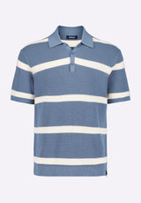 Winder Men's Short-Sleeve Striped Sweater Polo, Mirage Blue - BM24549