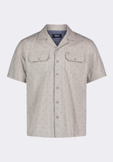 Salaman Men's Short-Sleeve Patterned Button-Up Shirt with Chest Pockets, Tuffet Beige - BM24552