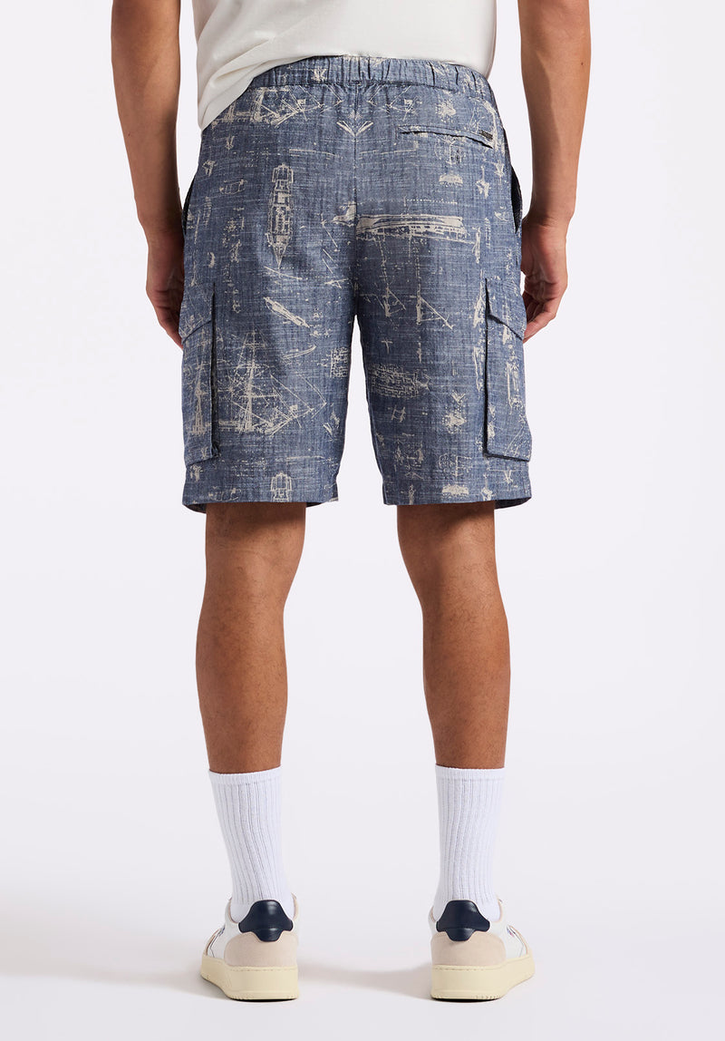 Buffalo David Bitton Halten Men's Relaxed Fit Printed Cargo Shorts Color WHALE