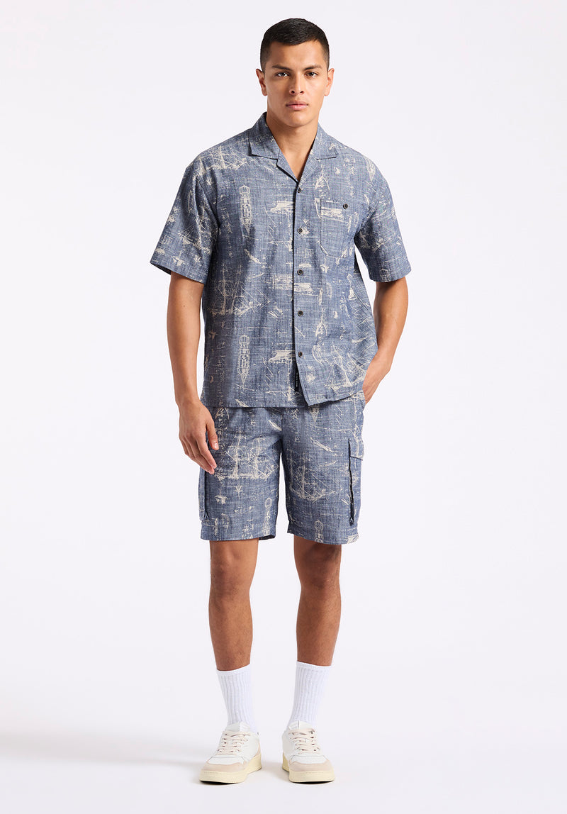 Buffalo David Bitton Halten Men's Relaxed Fit Printed Cargo Shorts Color WHALE