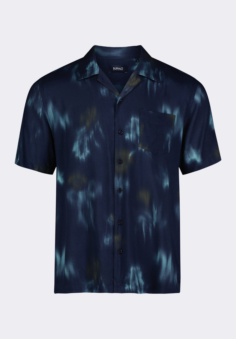 Sandro Men's Short-Sleeve Tie-Dye Button-Up Camp Shirt, Whale - BM24559