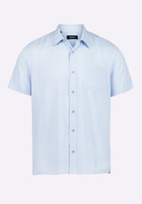 Sirilo Men's Fitted Short Sleeve Button-Up Shirt, Halogen Blue - BM24594