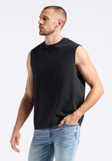 Kingster Men's Sleeveless Crew Neck Relaxed Fit Jersey Tank Top, Black - BM24601