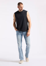 Kingster Men's Sleeveless Crew Neck Relaxed Fit Jersey Tank Top, Black - BM24601