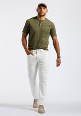 Kamel Men's Short Sleeve Single Jersey Henley Top, Fern - BM24602