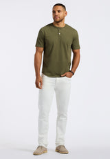 Kamel Men's Short Sleeve Single Jersey Henley Top, Fern - BM24602