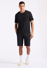 Kander Men's Slub Knit Crew Neck Pocket T-Shirt, Black - BM24606