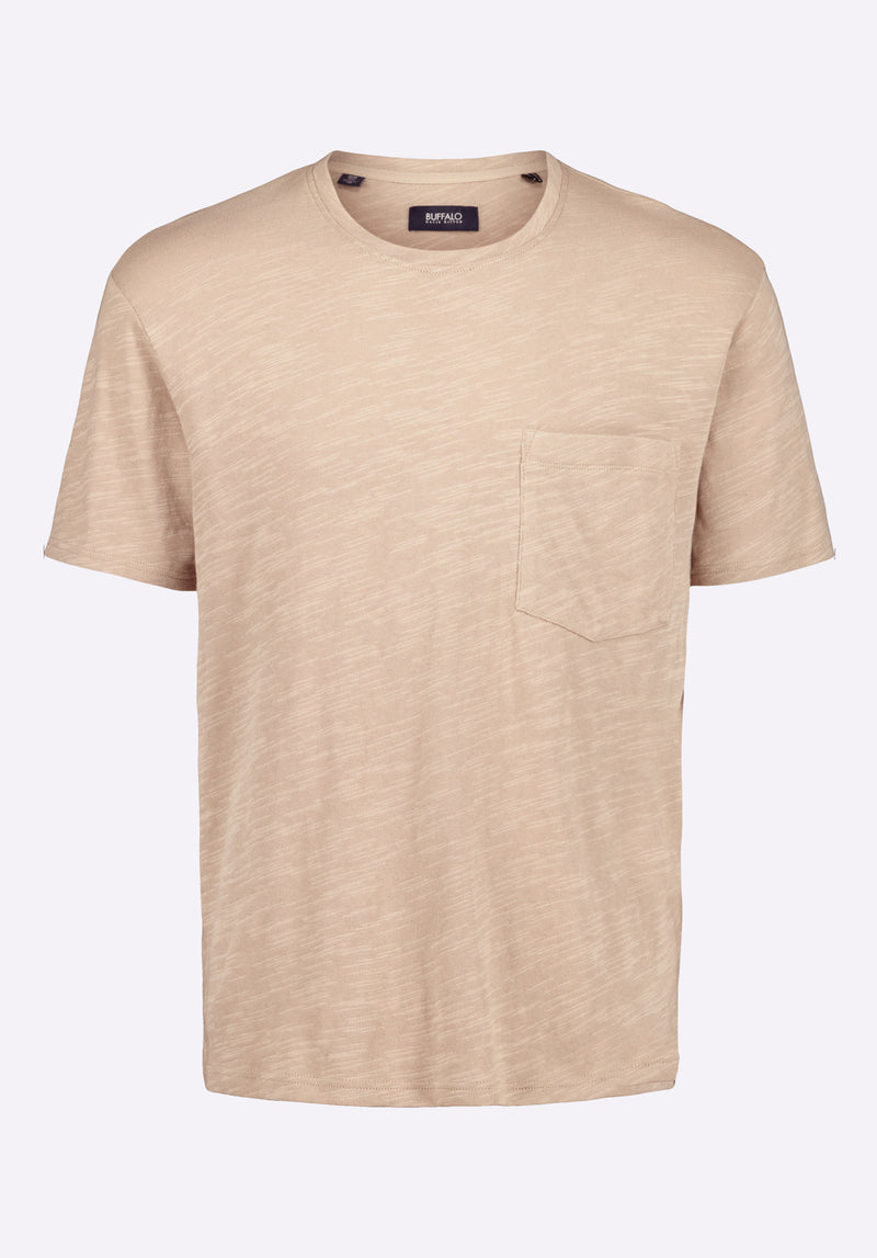 Kander Men's Slub Knit Crew Neck Pocket T-Shirt, Tuffet Beige - BM24606