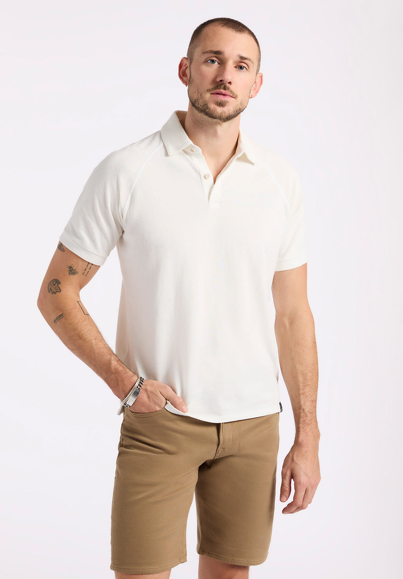 Kindell Men's Short-Sleeve Piqué Polo, Milk - BM24608