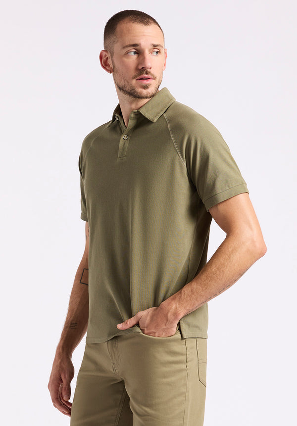 Kindell Men's Short-Sleeve Piqué Polo, Army Green - BM24608