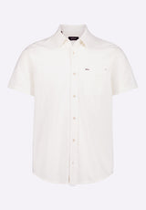 Savoya Men's Short-Sleeve Slub Jersey Button-Up Fitted Shirt, Milk - BM24612