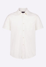 Savoya Men's Short-Sleeve Slub Jersey Button-Up Fitted Shirt, Milk - BM24612