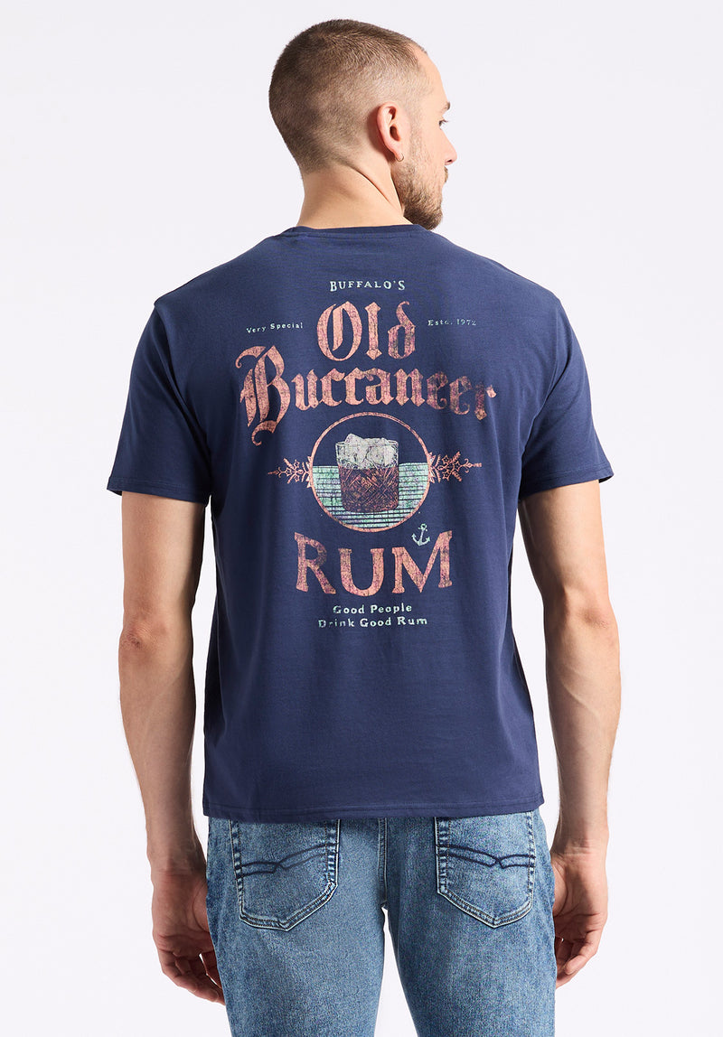 Taneer Men's Graphic T-Shirt with Rum Print, Whale - BM24642