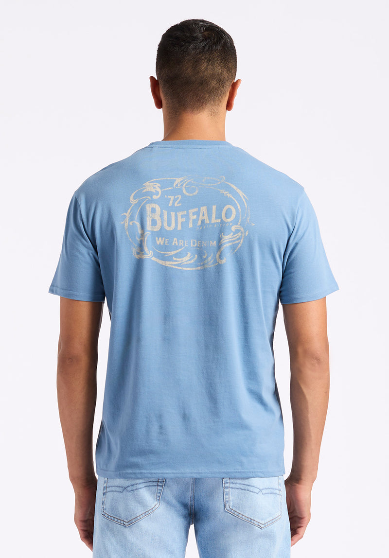 Tuffalo Men's Graphic T-Shirt with Buffalo Print, Coronet Blue - BM24644